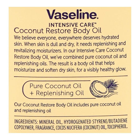 Vaseline Intensive Care Coconut Restore Body Oil, 200ml - Image 3