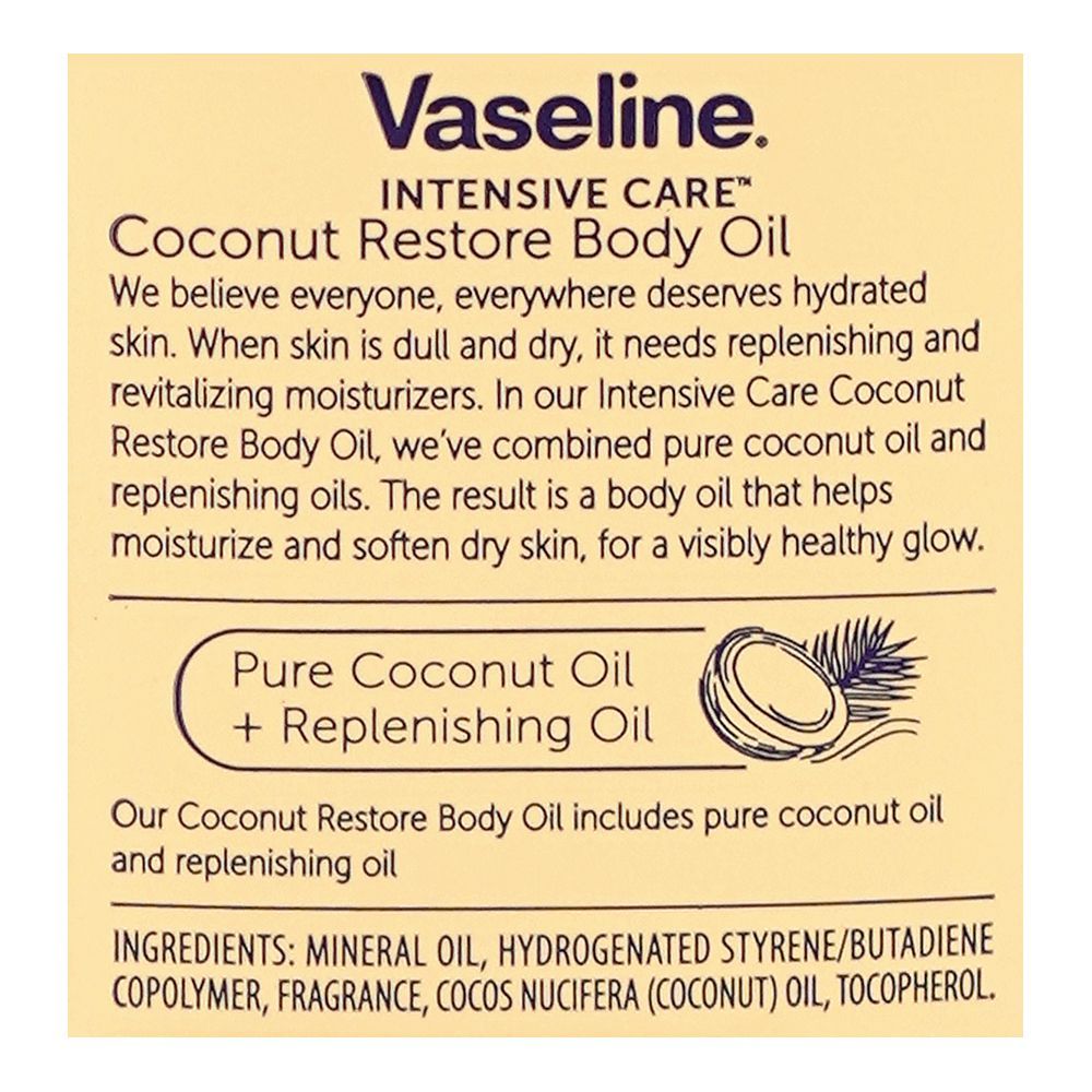 Vaseline Intensive Care Coconut Restore Body Oil, 200ml - Image 3