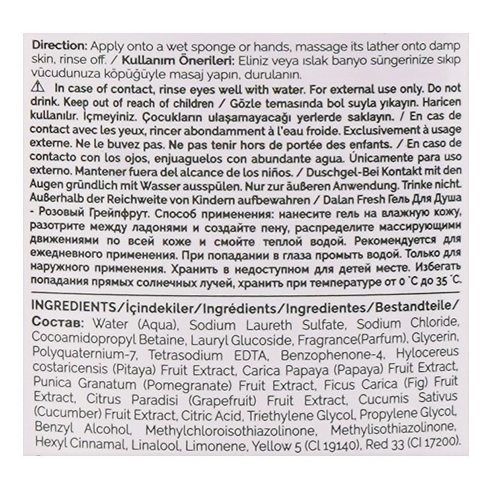 Dalan Fresh Pink Grapefruit Purifying Body Wash, 450ml - Image 3