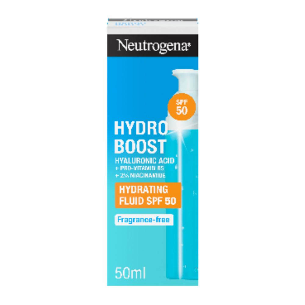 Neutrogena Hydro Boost Hydrating Fluid, SPF50, Hyaluronic Acid, Pro-Vitamin B5, Niacinamide, 50ml - Main Image