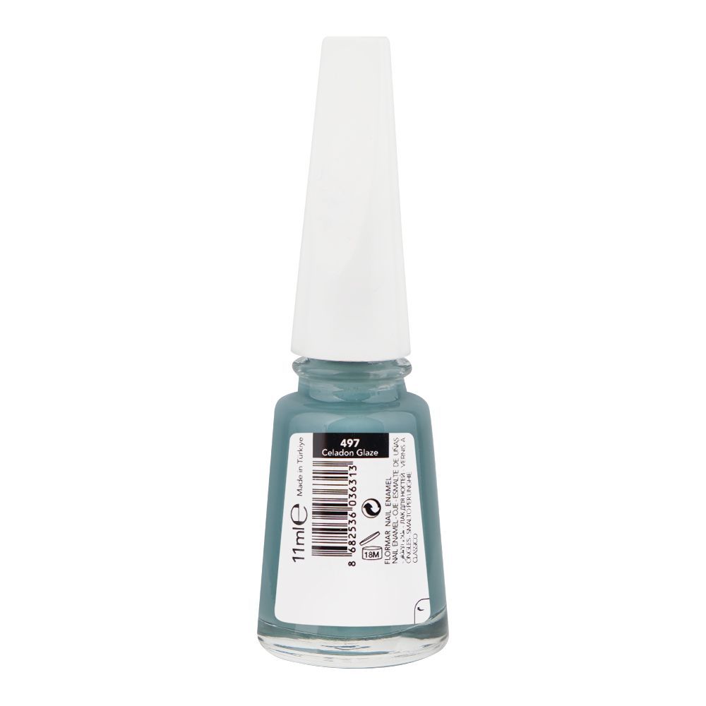 Flormar Maxi Brush Nail Enamel, 497 Celadon Glaze, 11ml - Image 2
