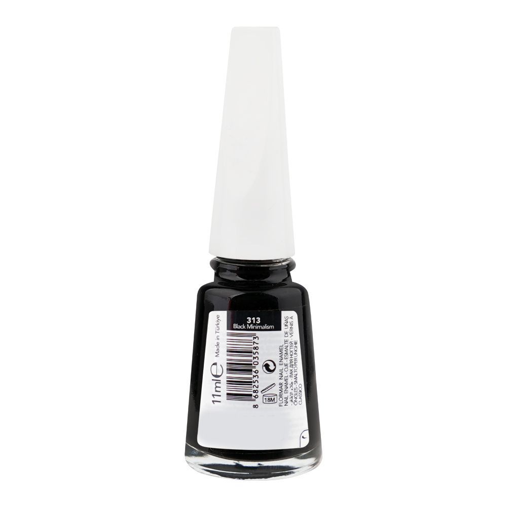 Flormar Maxi Brush Nail Enamel, 313 Black Minimalism, 11ml - Image 2