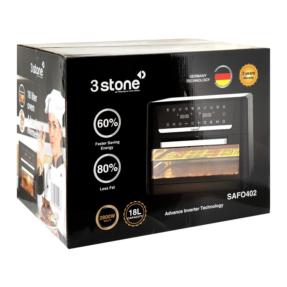 3 Stone Air Fryer With Oven, 18 Liters, 2800W, SAFO402 - Main Image