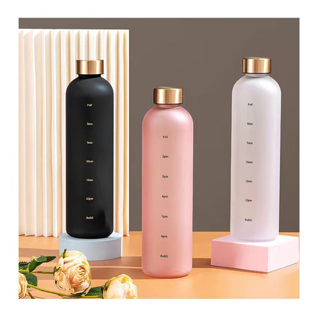 AJF Golden Cap Tritan Plastic Water Bottle With Time Scale, BPA Free, 500ml, White - Image 3