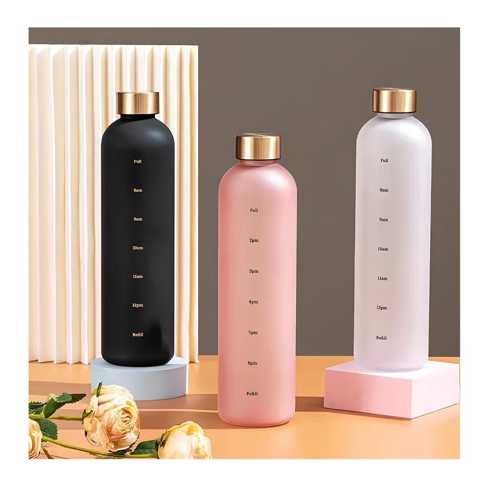 AJF Golden Cap Tritan Plastic Water Bottle With Time Scale, BPA Free, 500ml, White - Image 3