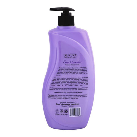 Duvera French Lavender Relaxing Shower Cream, Salicylic Acid, 650ml - Image 2