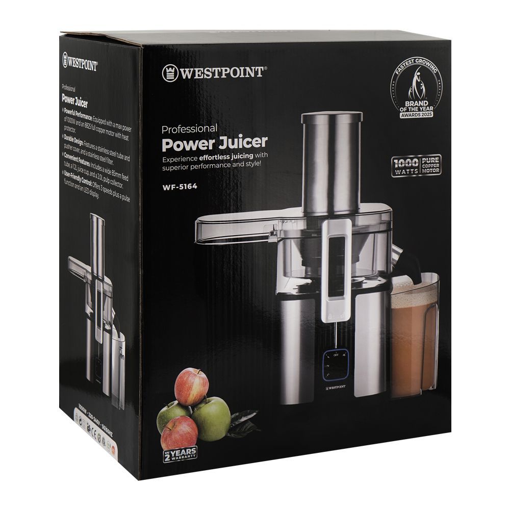 West Point Professional Power Juicer, 1000W, 220-240V, 1.2 Liter + 2 Liters, WF-5164 - Image 2