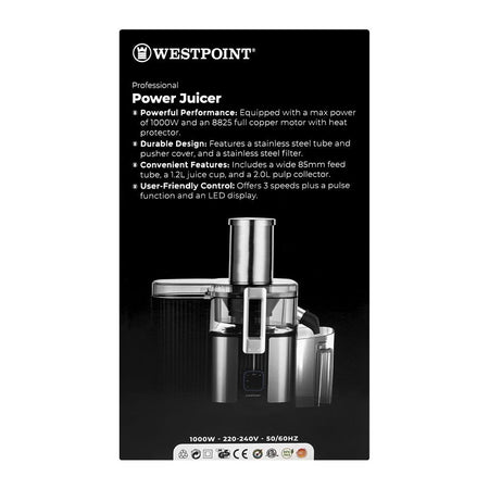 West Point Professional Power Juicer, 1000W, 220-240V, 1.2 Liter + 2 Liters, WF-5164 - Image 3