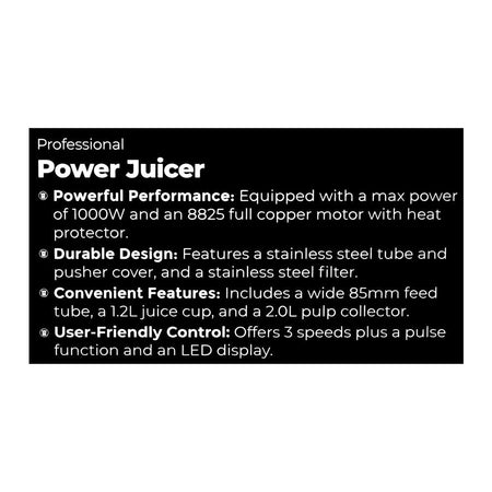 West Point Professional Power Juicer, 1000W, 220-240V, 1.2 Liter + 2 Liters, WF-5164 - Image 4