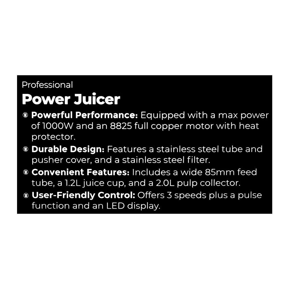 West Point Professional Power Juicer, 1000W, 220-240V, 1.2 Liter + 2 Liters, WF-5164 - Image 4