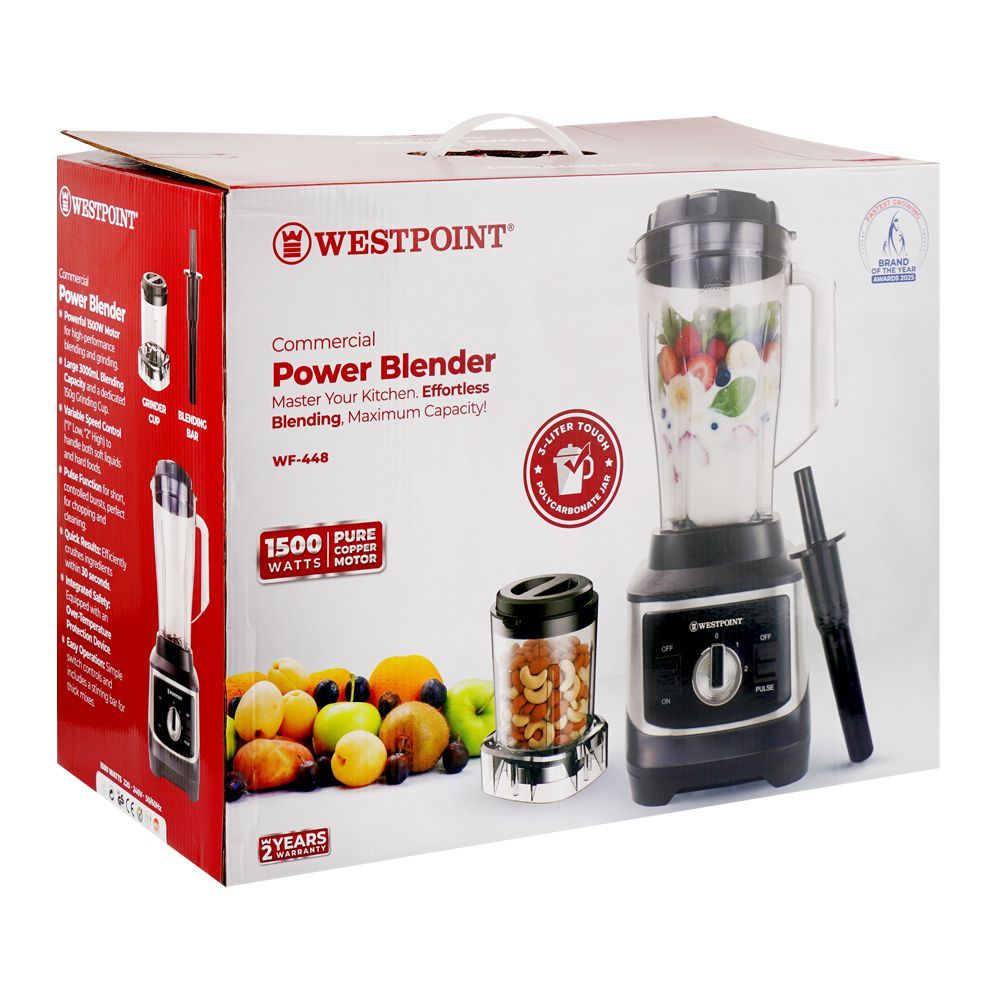 West Point Commercial Power Blender, 1500W, 220-240V, 3000ml + 150g, WF-448 - Image 2