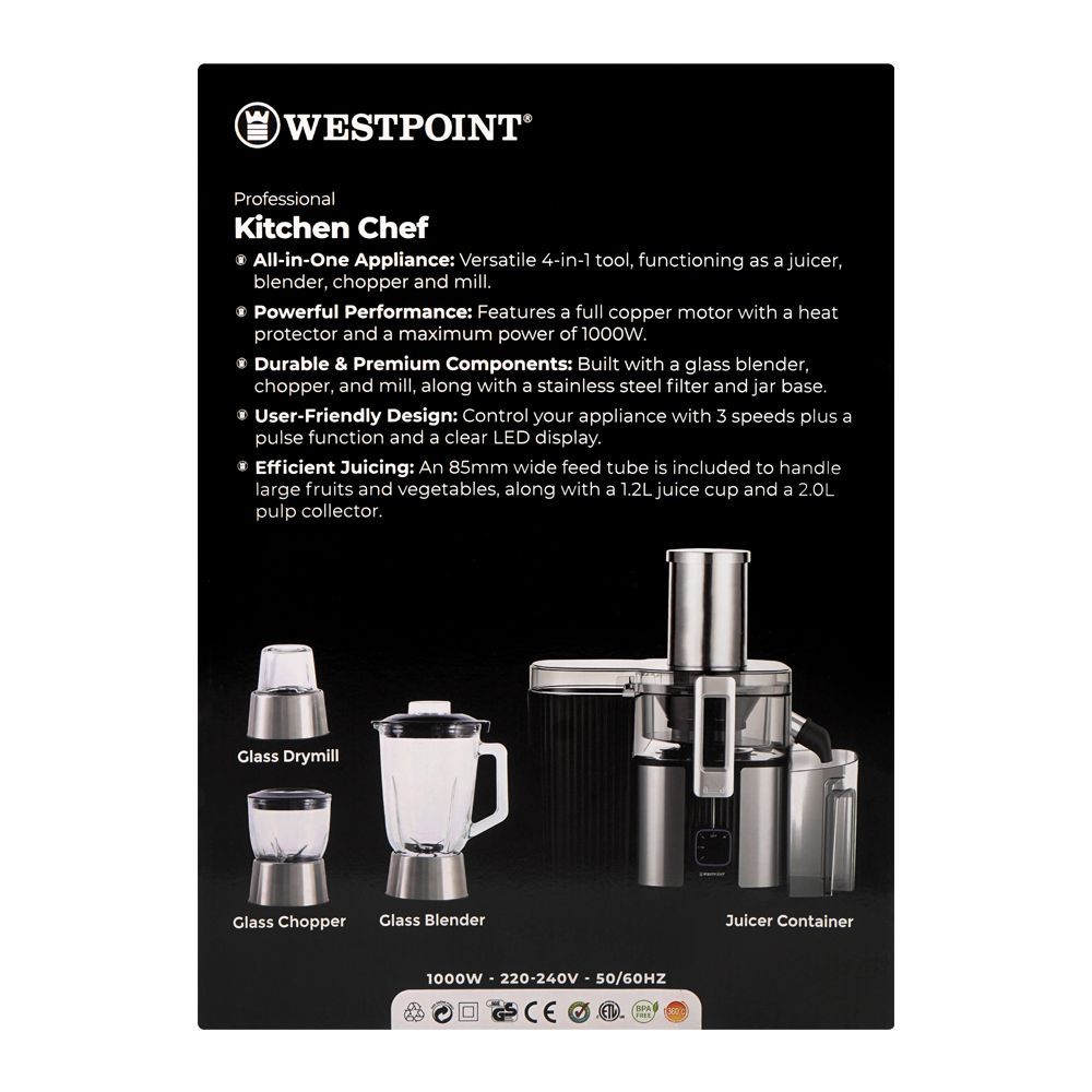 West Point Professional Kitchen Chef, 1000W, 220-240V, 1.2 Liter + 2 Liters, WF-1847 - Image 3