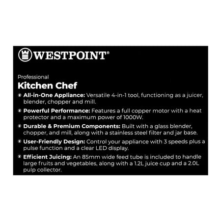 West Point Professional Kitchen Chef, 1000W, 220-240V, 1.2 Liter + 2 Liters, WF-1847 - Image 4