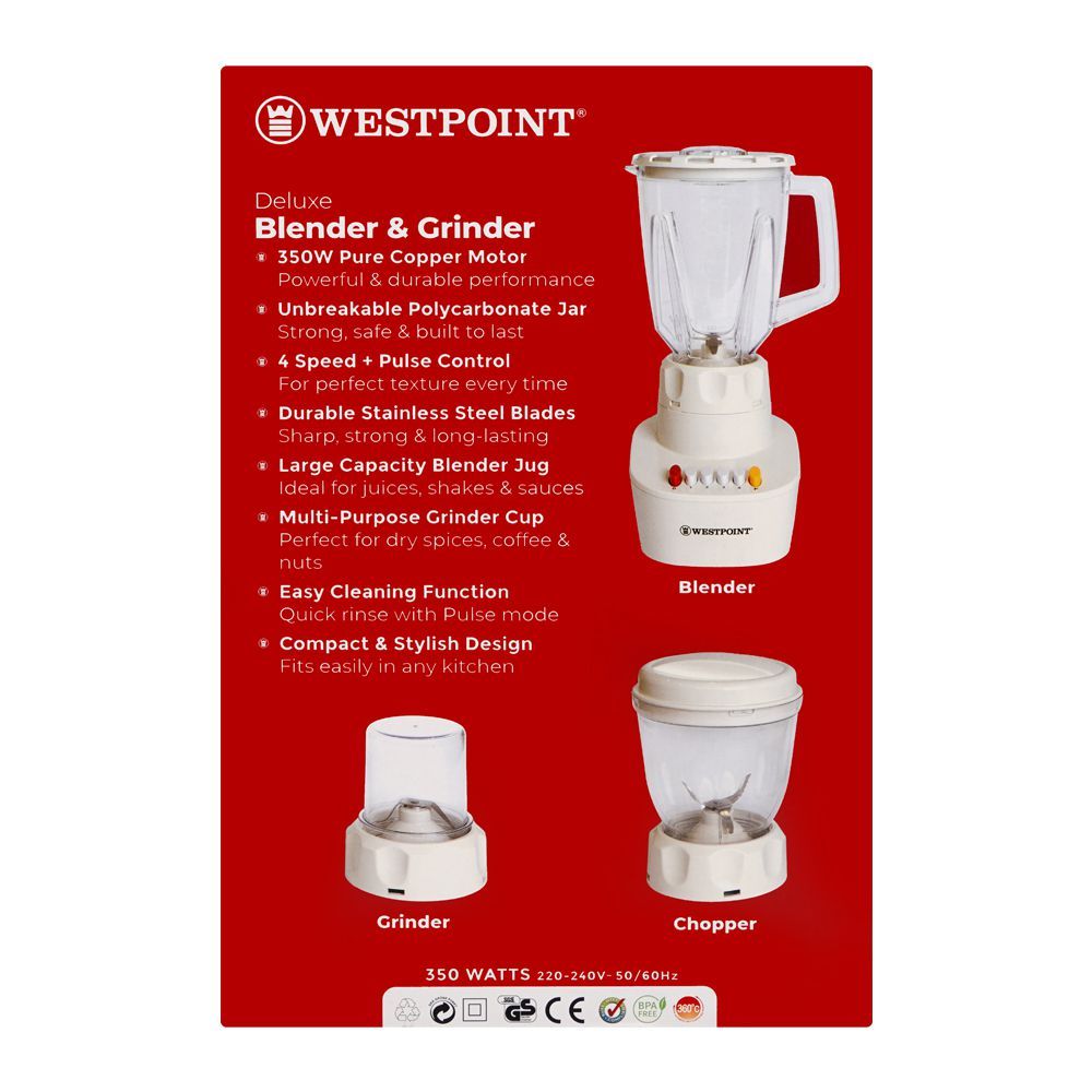 West Point Deluxe Blender And Grinder, 350W, 220-240V, WF-3331 - Image 3