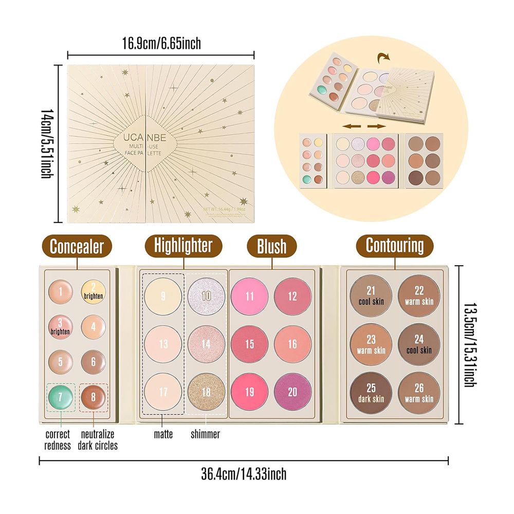 Ucanbe Multi-Use Face Palette, Waterproof, Paraben Free, 26-Pack, STUB183 - Image 2