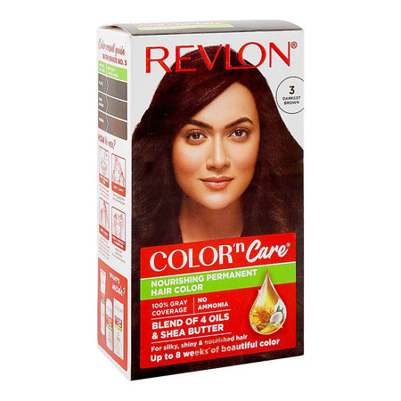 Revlon Color'n Care Nourishing Permanent Hair Color, Ammonia Free, Jojoba Oil, Shea Butter, 3 Darkest Brown - Main Image