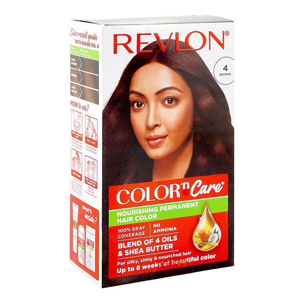 Revlon Color'n Care Nourishing Permanent Hair Color, Ammonia Free, Jojoba Oil, Shea Butter, 4 Brown - Main Image