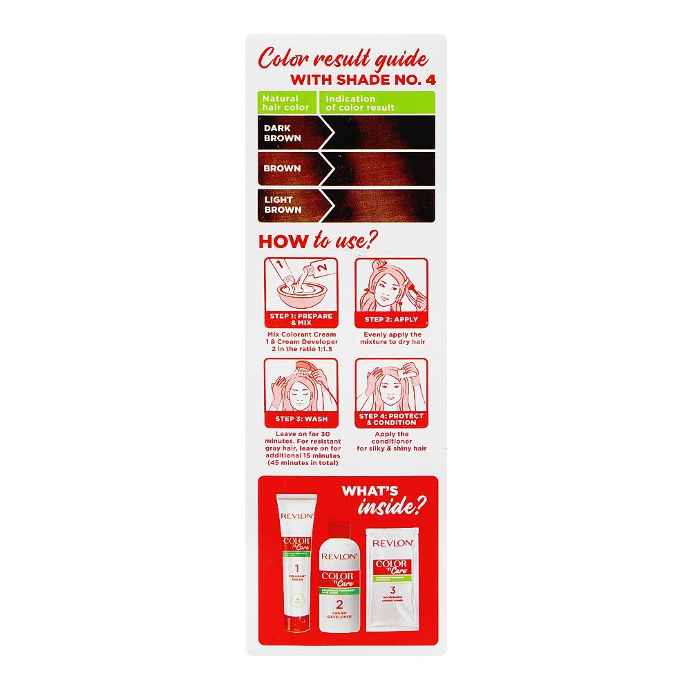 Revlon Color'n Care Nourishing Permanent Hair Color, Ammonia Free, Jojoba Oil, Shea Butter, 4 Brown - Image 2