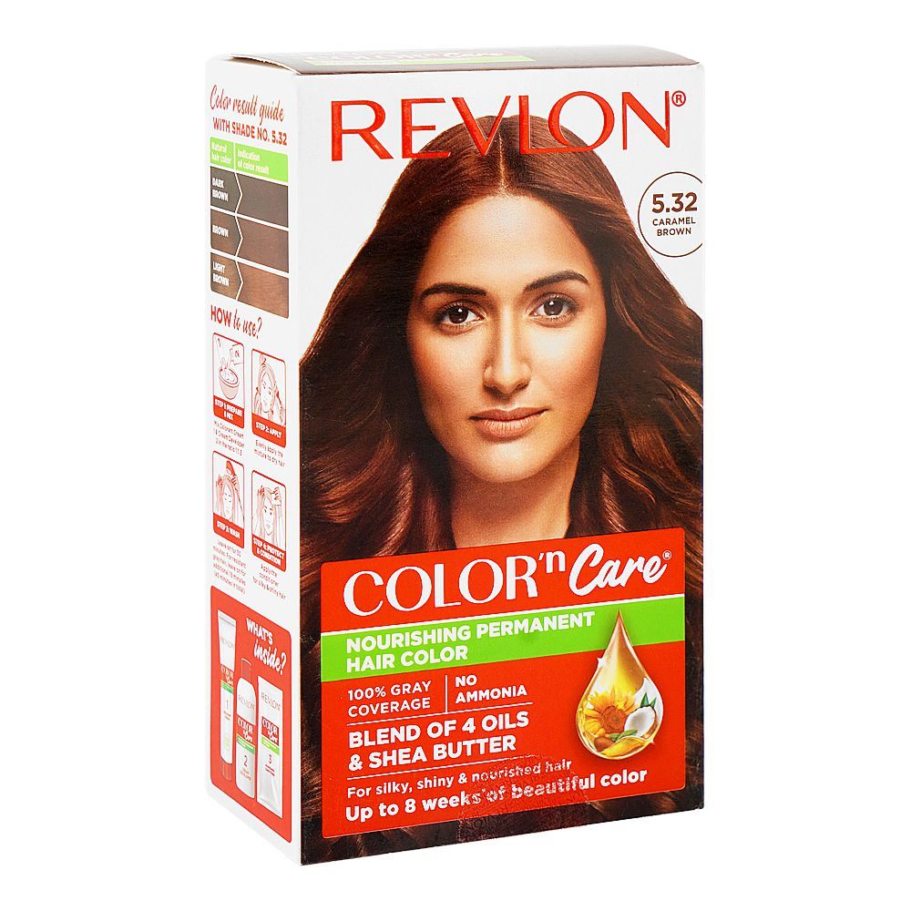 Revlon Color'n Care Nourishing Permanent Hair Color, Ammonia Free, Jojoba Oil, Shea Butter, 5.32 Caramel Brown - Main Image