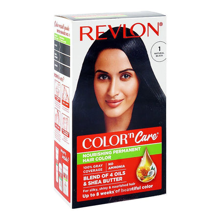Revlon Color'n Care Nourishing Permanent Hair Color, Ammonia Free, Jojoba Oil, Shea Butter, 1 Natural Black - Main Image