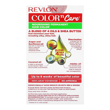 Revlon Color'n Care Nourishing Permanent Hair Color, Ammonia Free, Jojoba Oil, Shea Butter, 1 Natural Black - Image 5
