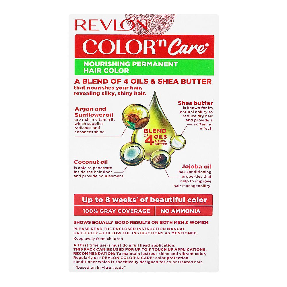 Revlon Color'n Care Nourishing Permanent Hair Color, Ammonia Free, Jojoba Oil, Shea Butter, 1 Natural Black - Image 5