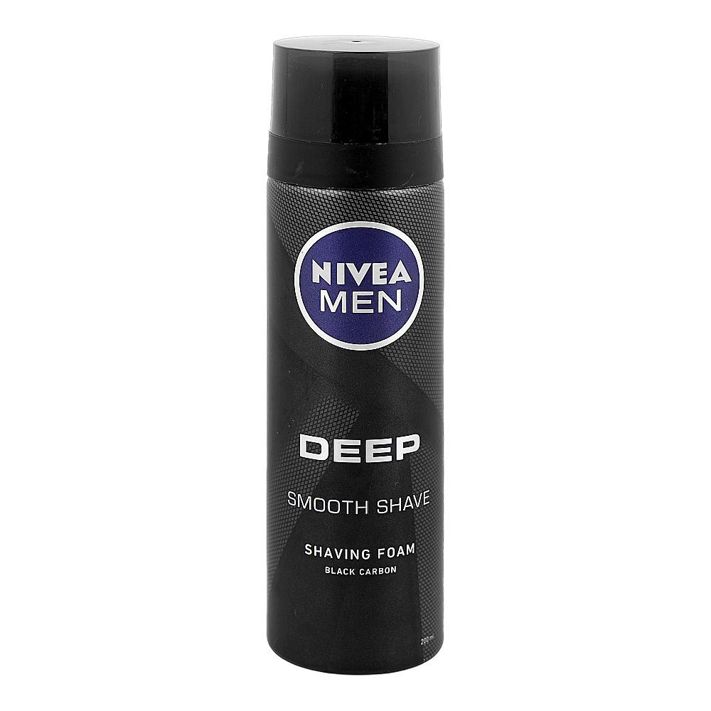 Nivea Men Deep Black Carbon Smooth Shaving Foam, Glycerin, 200ml - Main Image