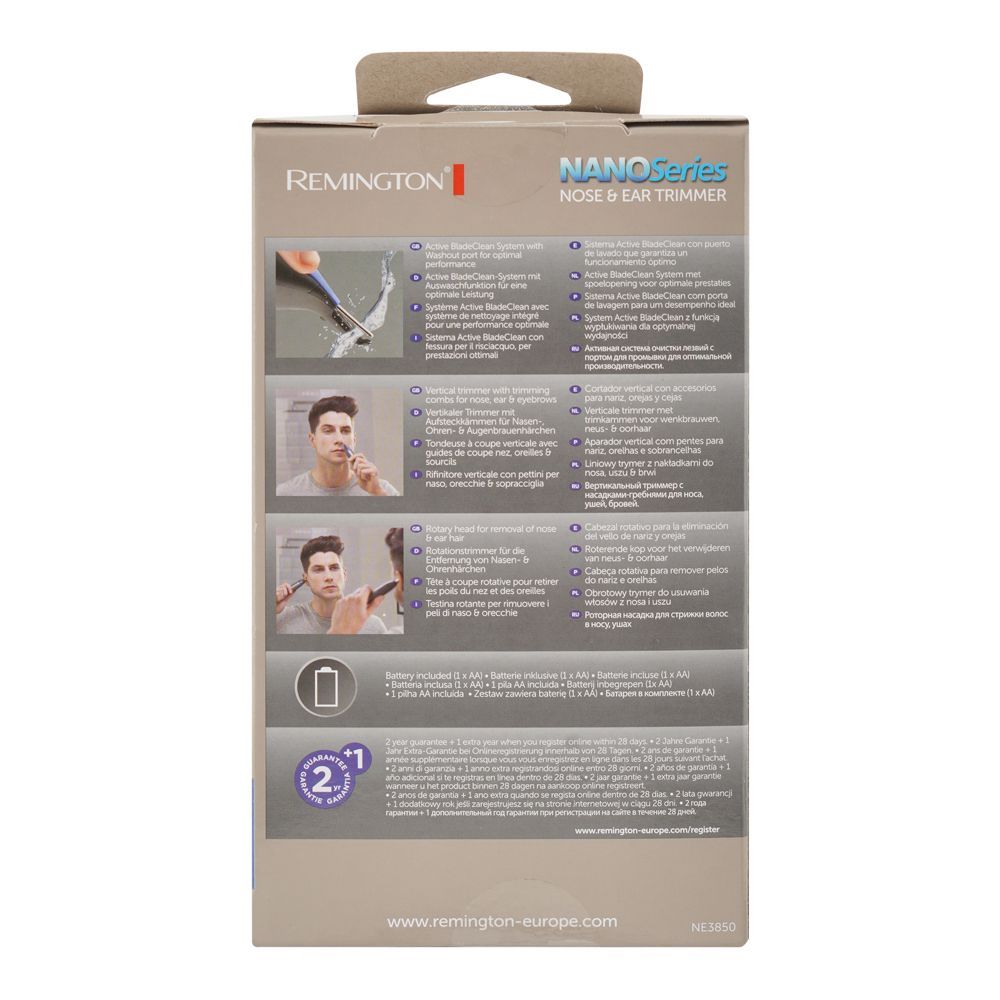 Remington Nano Series Nose & Ear Trimmer, Showerproof, NE3850 - Image 3