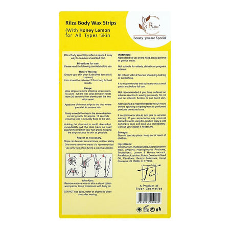 Rilza Honey Lemon Body Wax Strip For Legs & Underarms, For All Types Of Skin, 20-Pack - Image 2