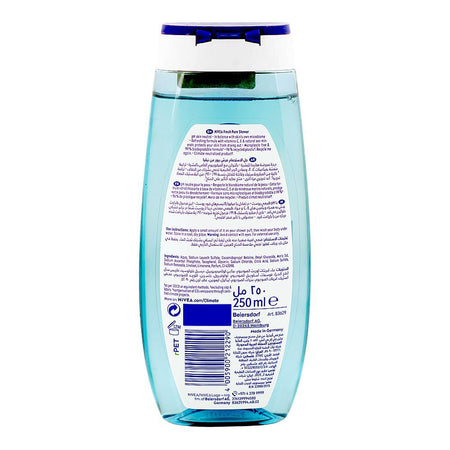 Nivea Fresh Pure Aquatic Scent Fresh Shower Gel, Vitamin C & E, 250ml - Image 2