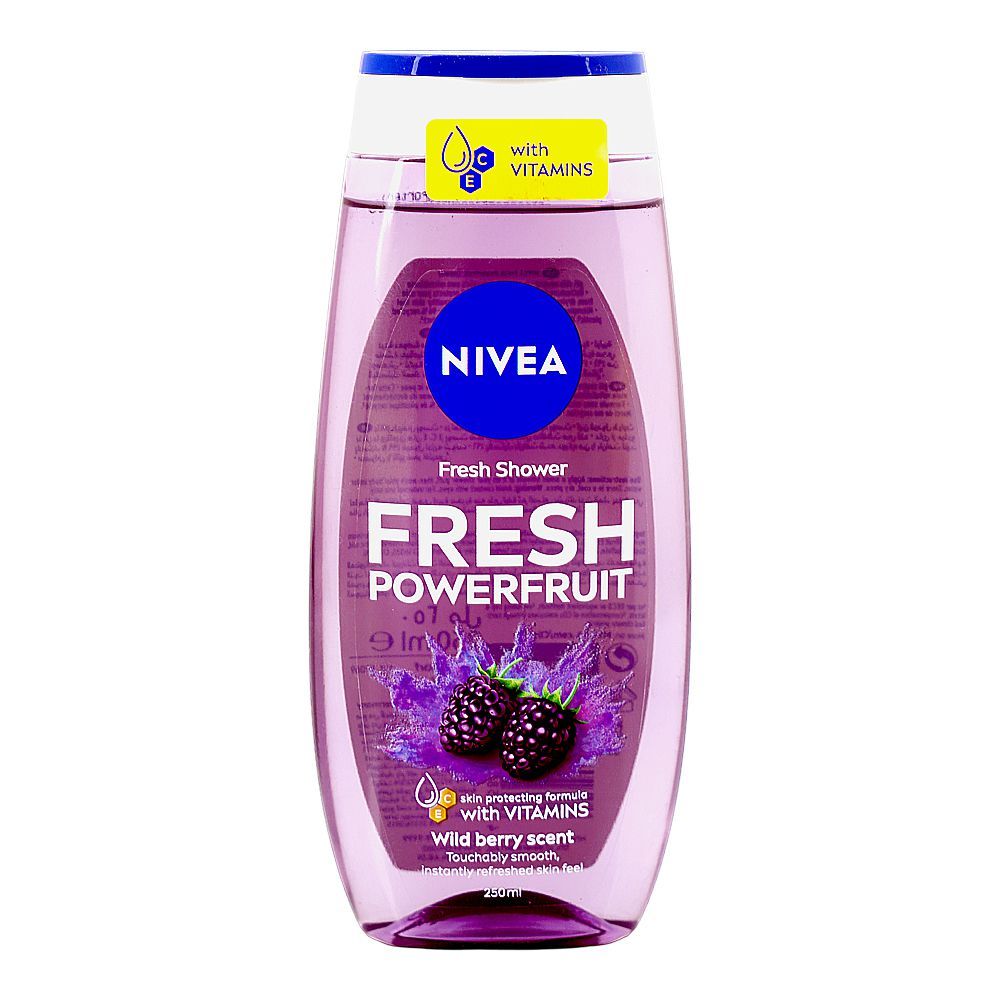 Nivea Fresh Powerfruit Wild Berry Scent Fresh Shower Gel, Vitamin C & E, 250ml - Main Image