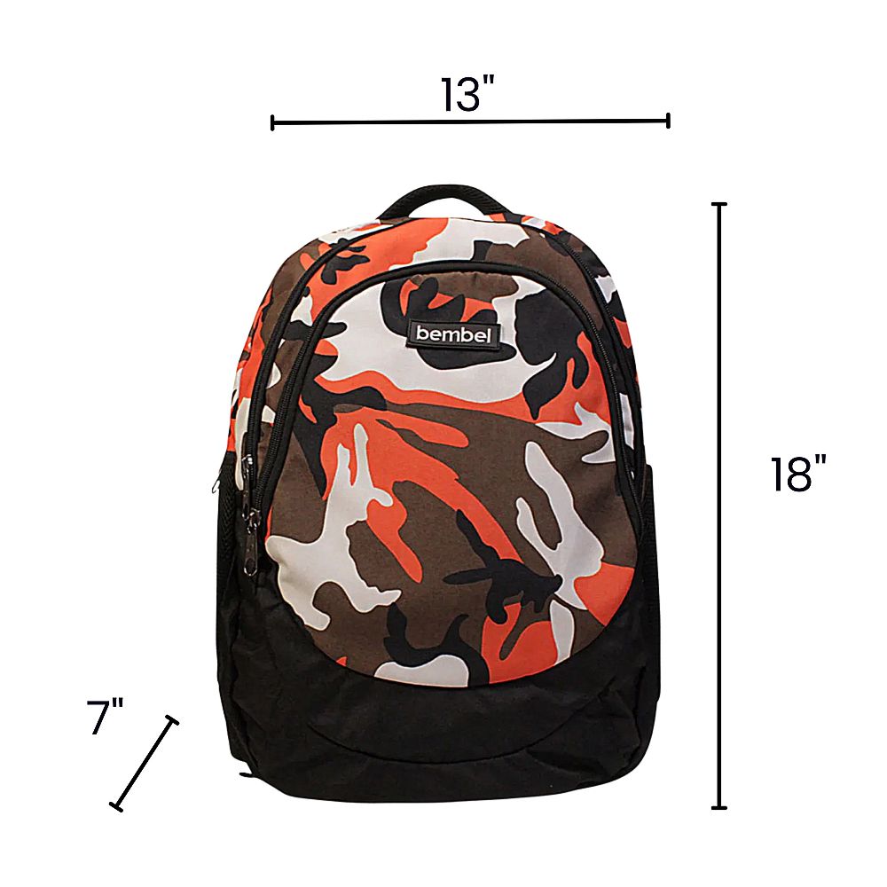 Bembel 18 Inch School Backpack, For 3 To 5 Grade, 27 Liters, Camou Orange, 100284 - Image 7