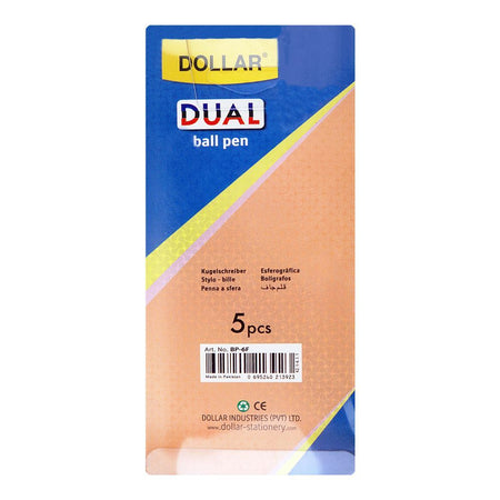 Dollar Dual Ball Pen, F 0.8mm, Assorted, BP 6F, 5-Pack - Image 2