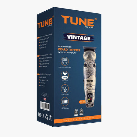 Tune Classic Vintage High-Precision Beard Trimmer, IPX6 Waterproof, 1200mAh Battery, 180 Minutes Runtime, TR-401 - Image 4