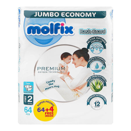 Molfix Premium Diaper, Jumbo Economy, Mini 2, 3-6KG, 68-Pack - Main Image