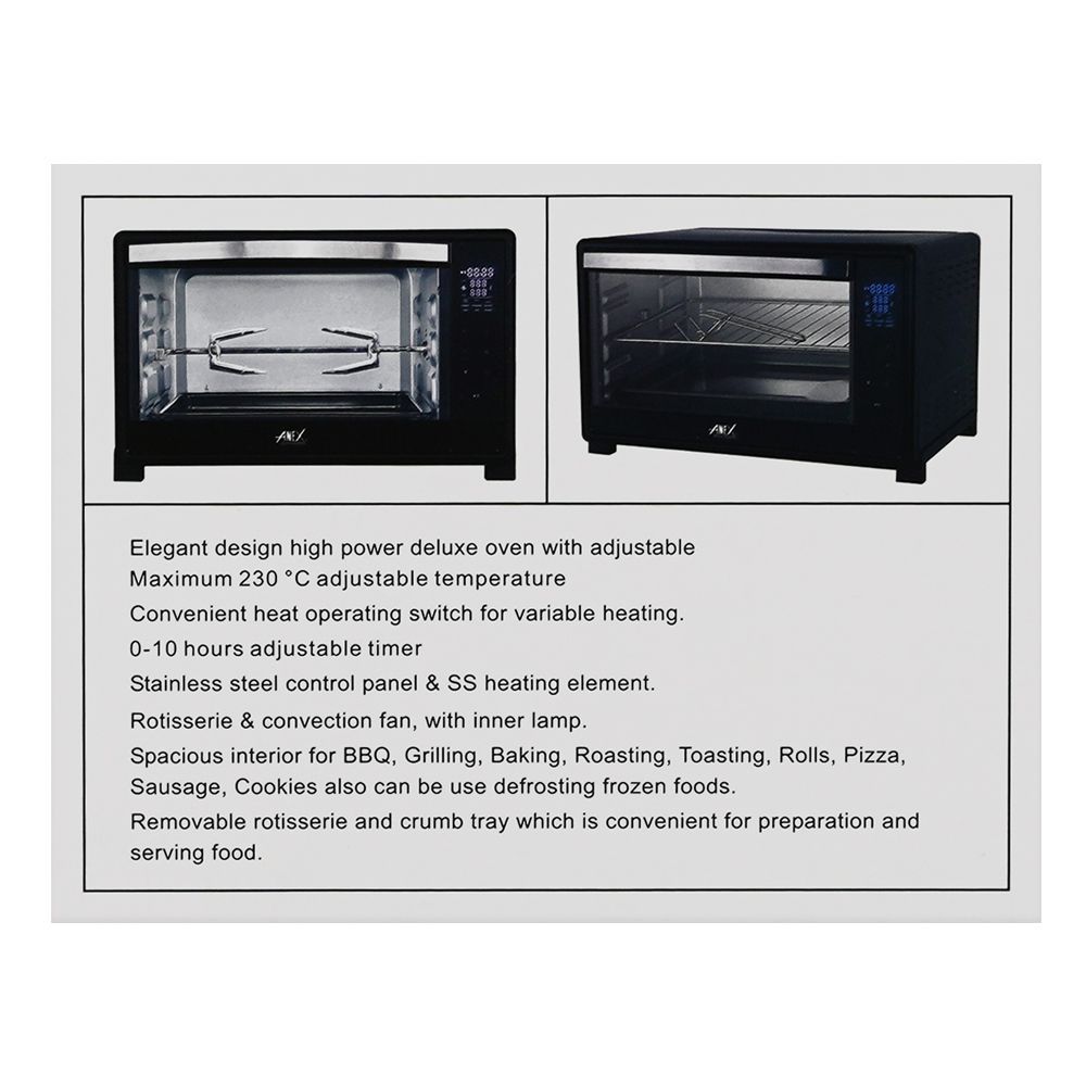 Anex Deluxe Oven Toaster, 2200W, 60 Liters, Black, AG-3080 - Image 7