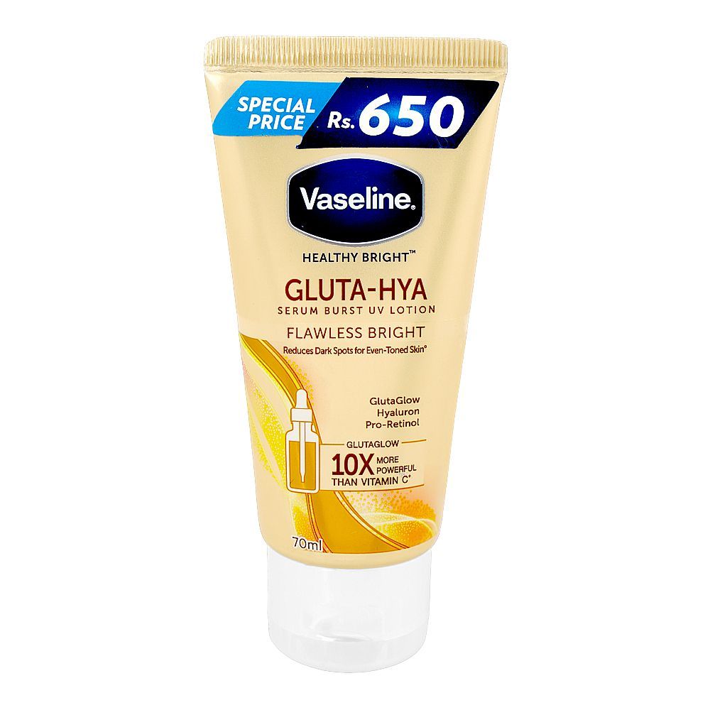 Vaseline Healthy Bright Gluta-Hya Flawless Bright Serum Burst Lotion, Hyaluronic Acid, Pro-Retinol, For Even Skin Tone, 70ml - Main Image