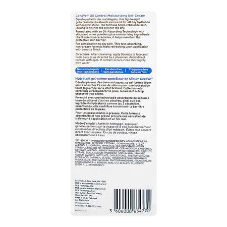 CeraVe Oil Control Moisturising Gel Cream, Paraben Free, Niacinamide, Hyaluronic Acid, 89ml - Image 3