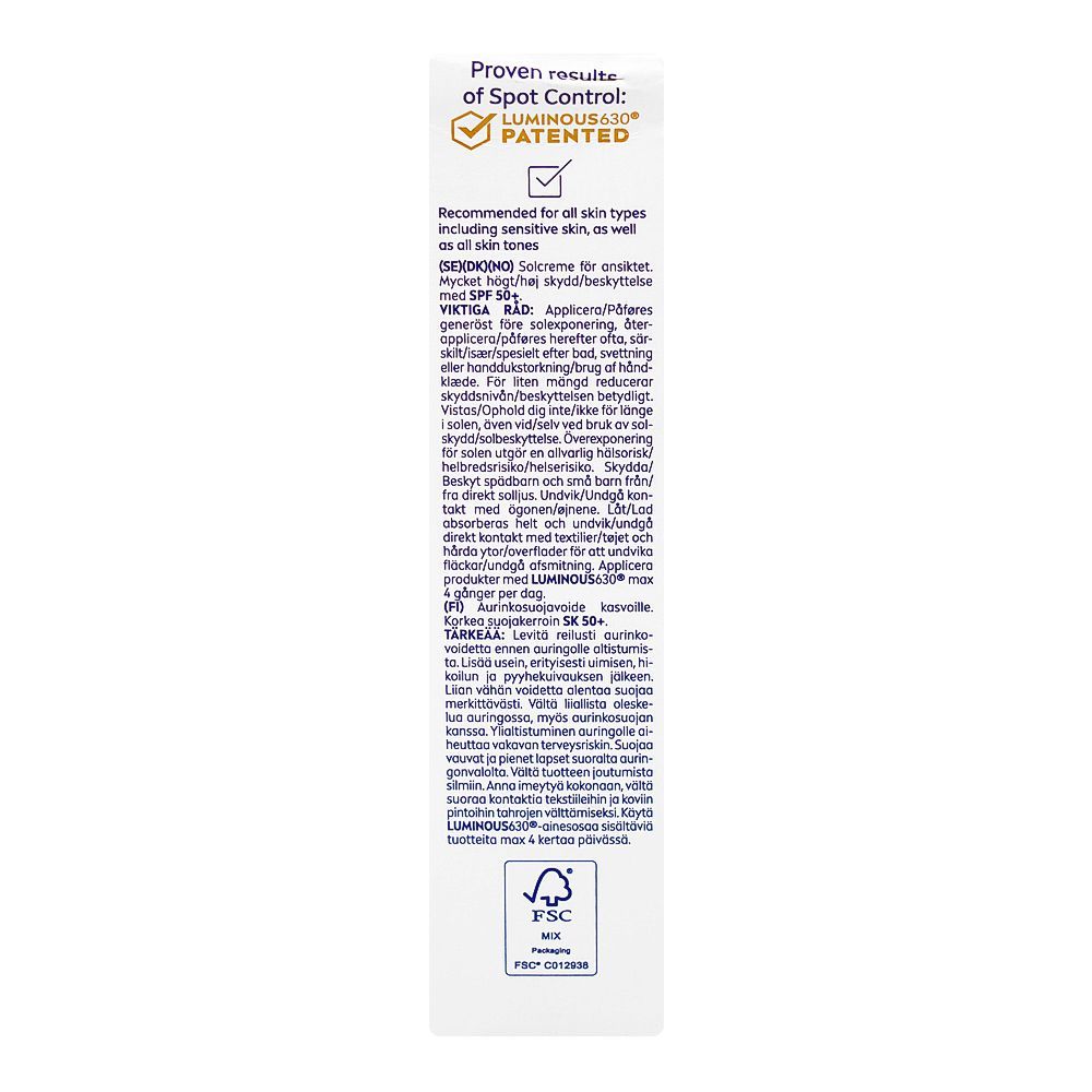 Nivea Sun UV Face Specialist Dark Spot Control Luminous 360 Patented Sunscreens, SPF50+ 40ml - Image 2