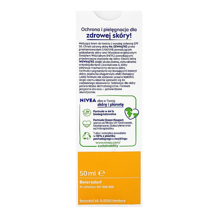 Nivea Sun UV Face Shine Control Long Lasting Coverage Medium Tinted Sunscreens, SPF50, Glycerin, For Normal & Combination Skin, 50ml - Image 2