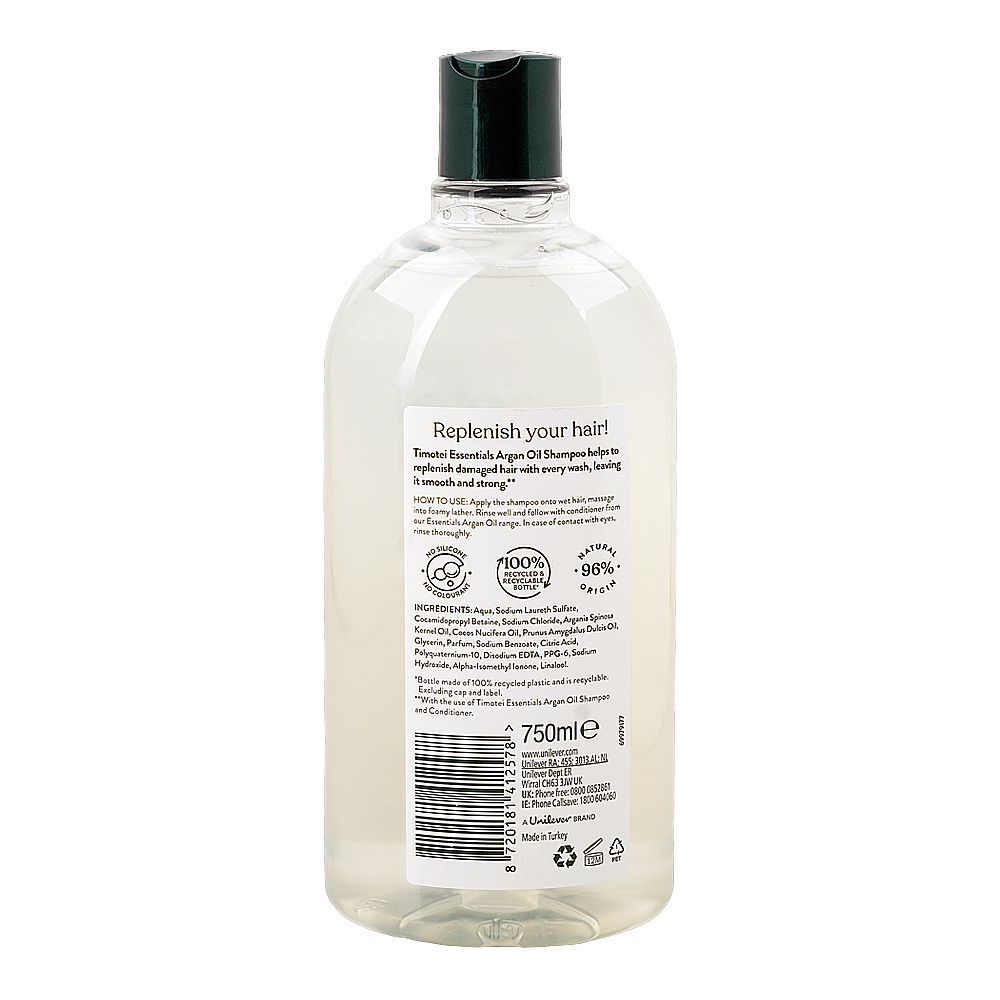Timotei Essentials Argan Oil Shampoo, For Damaged Hair, 750ml - Image 2