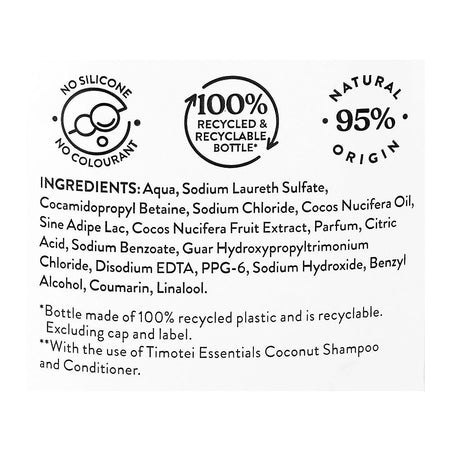 Timotei Essentials Coconut Shampoo, For Dry Hair, 750ml - Image 3