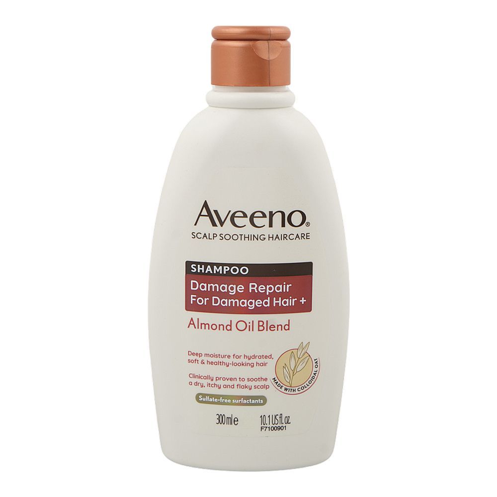Aveeno Almond Oil Blend Damage Repair Shampoo, Sulfate Free, Glycerin, Almond Oil, Citric Acid, For Sensitive Skin, 300ml - Main Image