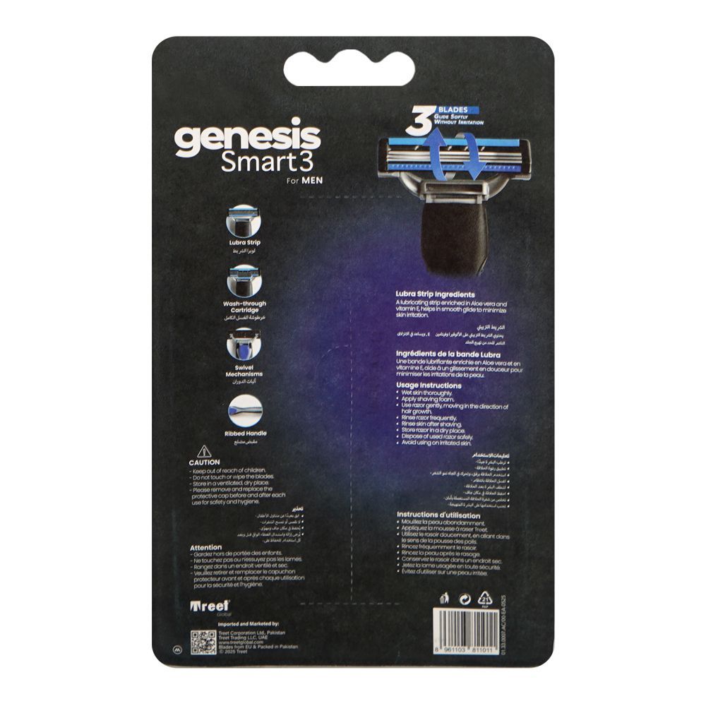 Treet Genesis Smart 3 For Men Hybrid Razor + Cartridge, For Men, 2-Pack - Image 2