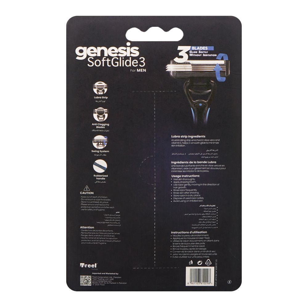 Treet Genesis Soft Glide 3 For Men Razor, For Men, 3-Pack - Image 2