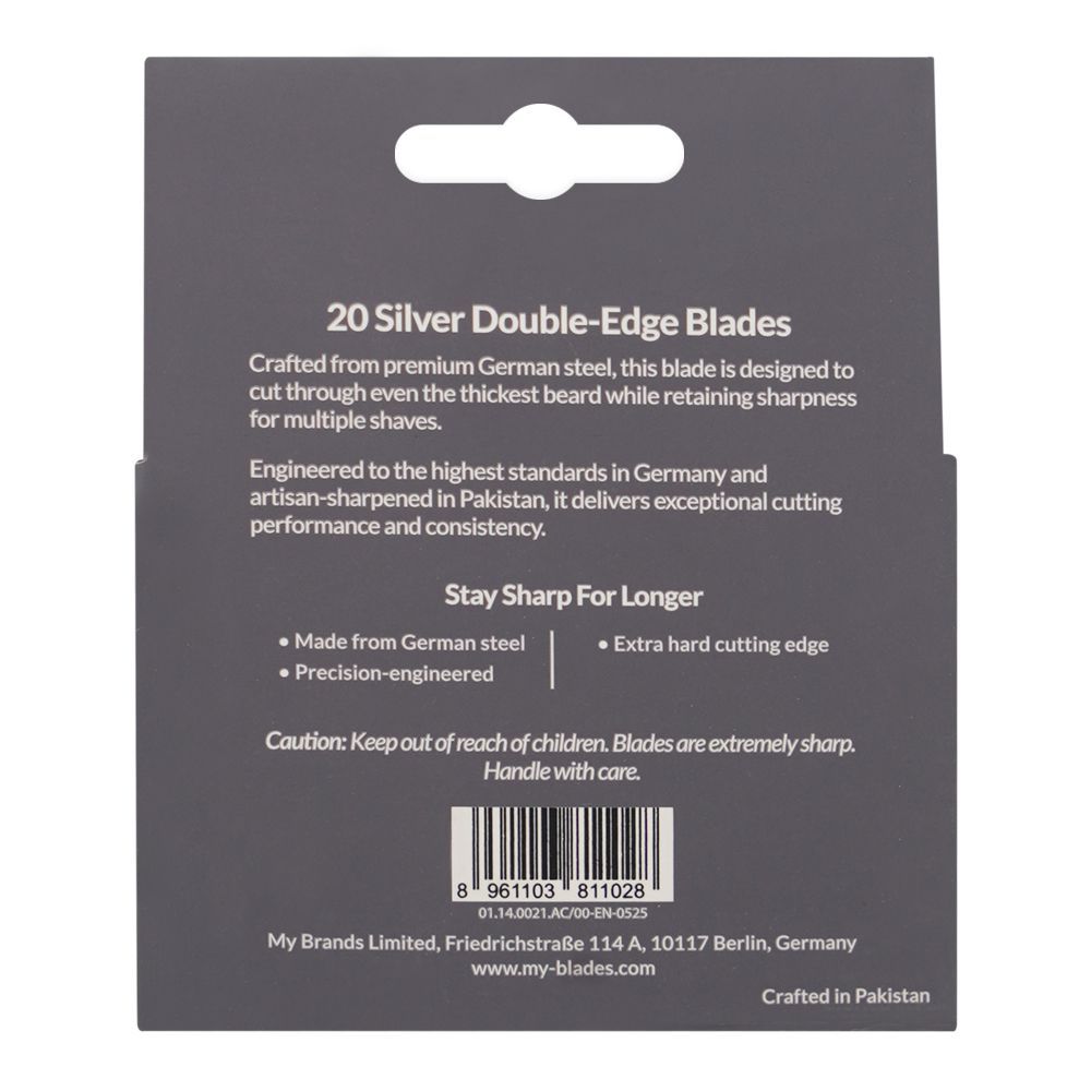 Treet Genesis My-Blades Silver Double-Edge Blades, 20-Pack - Image 2
