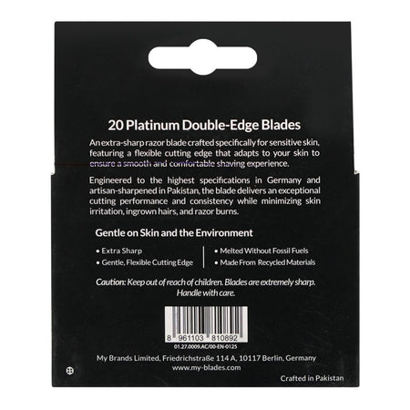 Treet Genesis My-Blades Platinum Double-Edge Blades, 20-Pack - Image 2