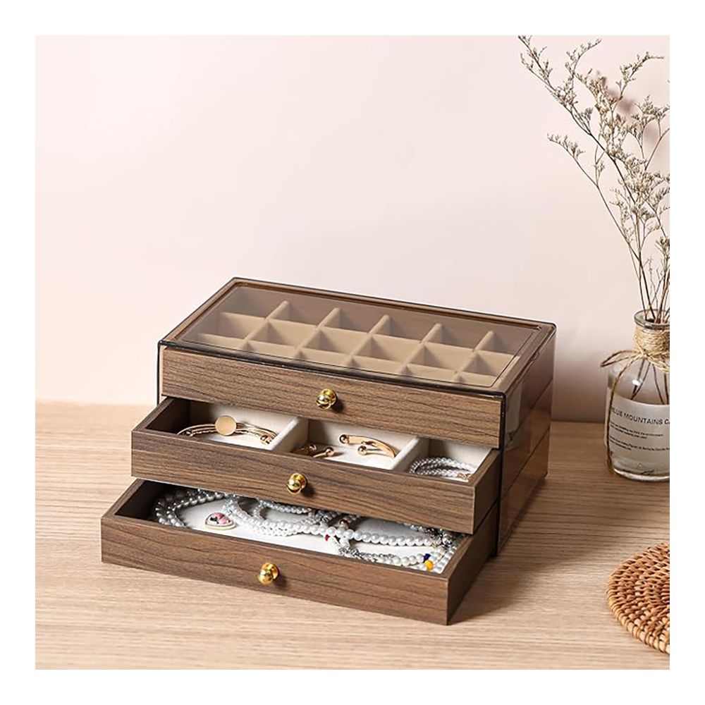 AJF Multi-Functional Jewelry Storage Box, Brown, LD-1018 - Main Image
