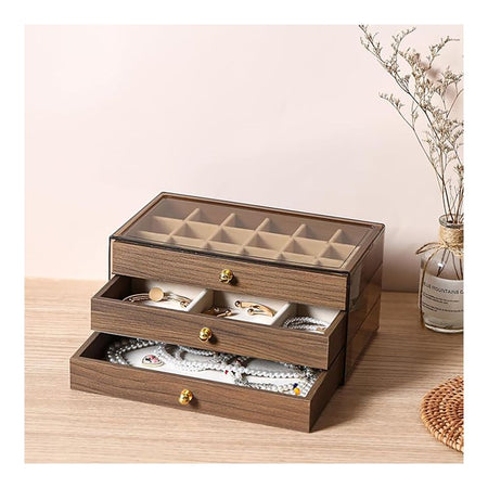 AJF Multi-Functional Jewelry Storage Box, Brown, LD-1018 - Main Image