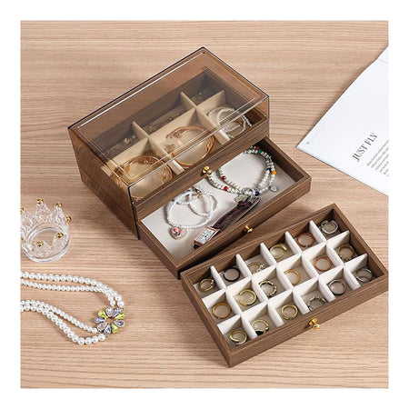 AJF Multi-Functional Jewelry Storage Box, Brown, LD-1018 - Image 2